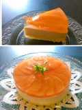Torta con mousse di pesca bianca e gelatina di pesca gialla