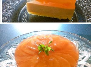 Foto di Torta con mousse di pesca bianca e gelatina di pesca gialla