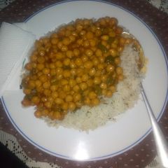 A picture of Chickpeas-Stewed,served with Fried Cummin Rice.