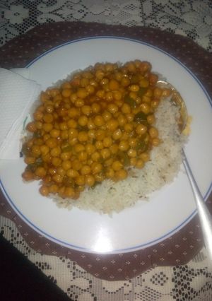 A picture of Chickpeas-Stewed,served with Fried Cummin Rice.