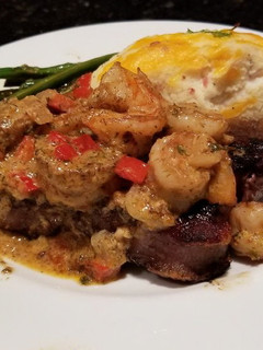 A picture of Cajun Shrimp Sauce (over Steak).