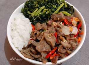 Foto resep Se'i Sapi Homemade Sambal Matah Super Gampang Lalap Kangkung