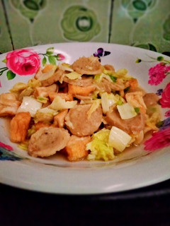 Foto resep Tumis Sawi putih, Bakso, dan Tahu