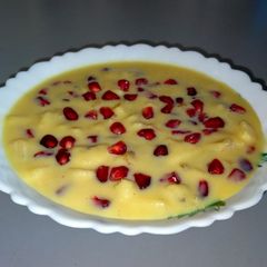 A picture of Fruit custard recipe|fruit salad with custard.