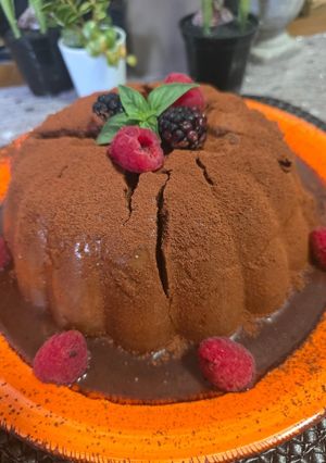 Una foto de Puding de chocolate y baileys