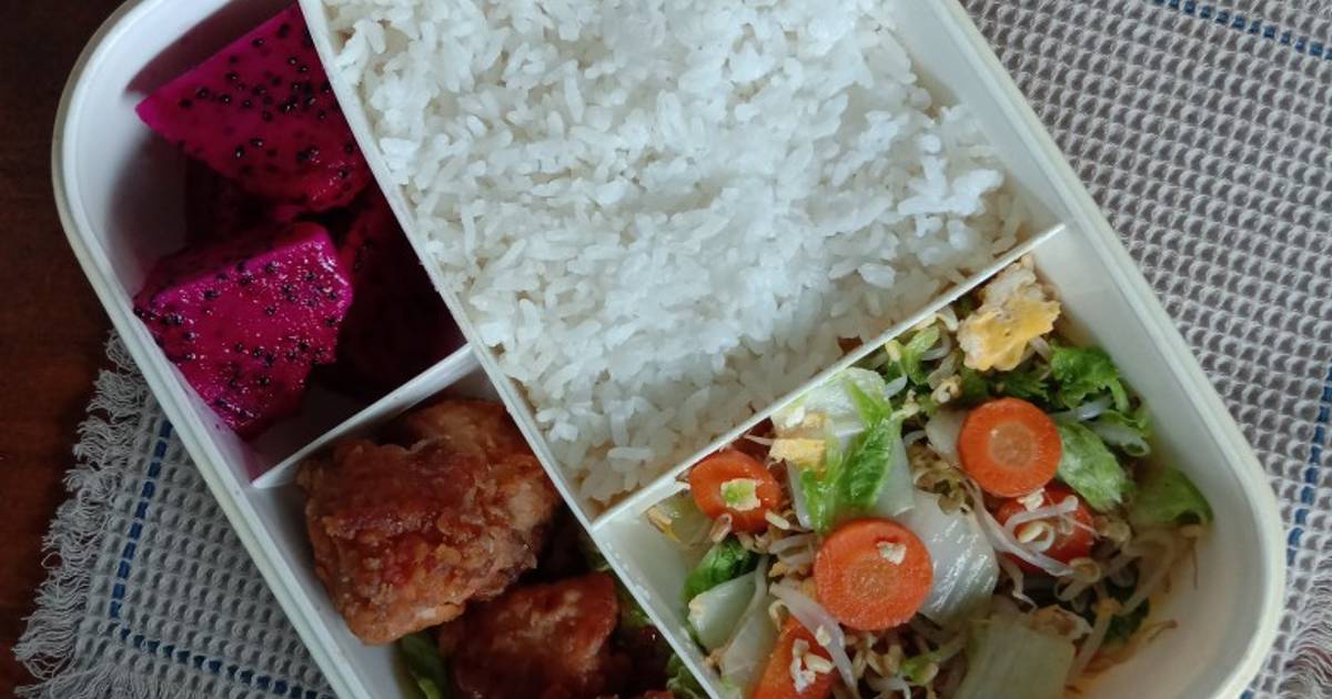 Resep Bento Box Chicken Popcorn Saus Madu oleh Erlyn Bukhori Cookpad