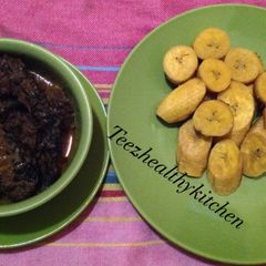 A picture of Ogolale/oribotor with Unripe plantain.