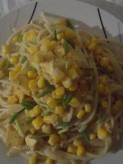 Una foto de Pasta con salsa de queso crema