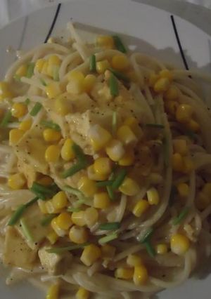 Una foto de Pasta con salsa de queso crema