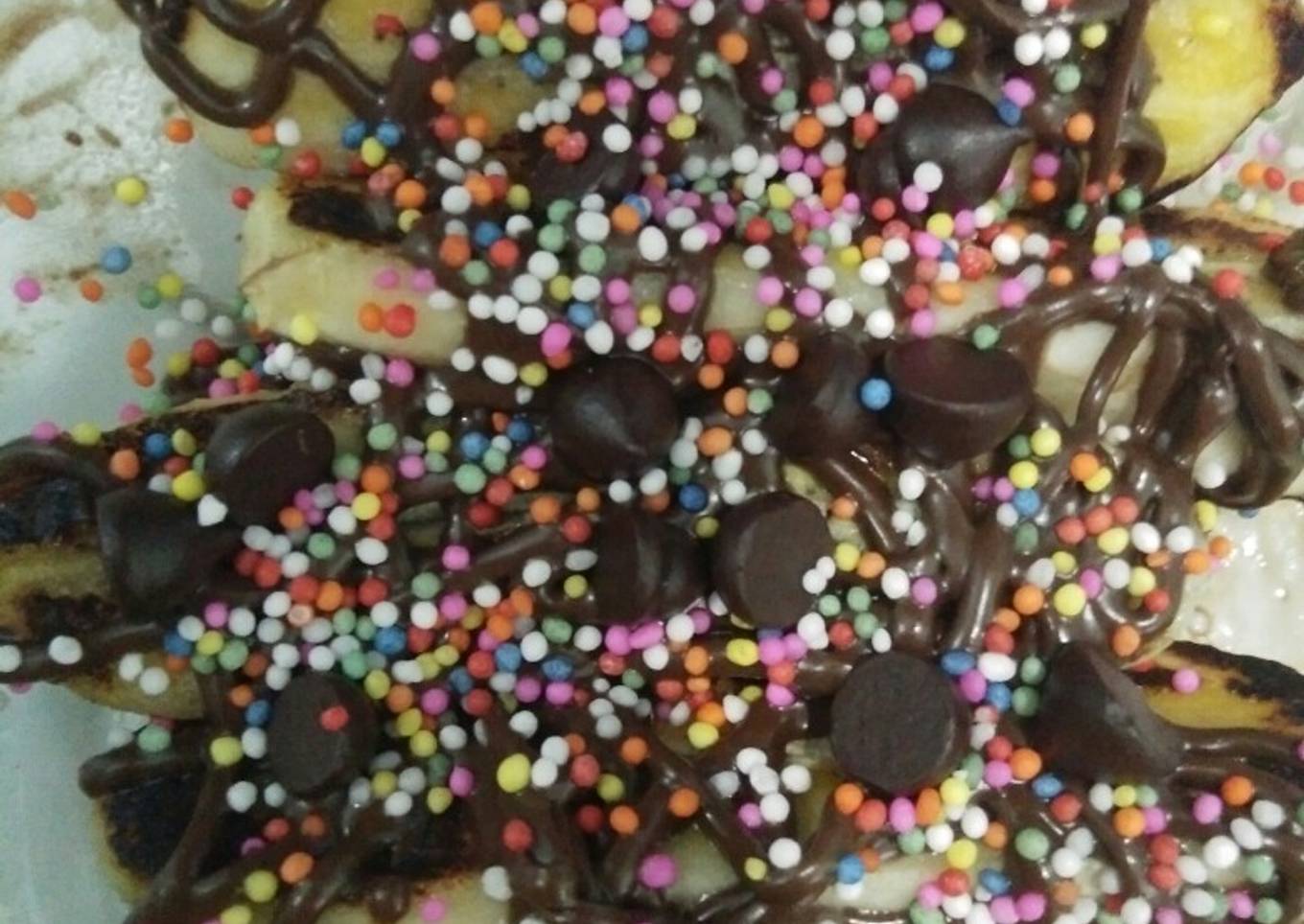 Pisang geprek coklat cotri(choco chip+trimit)