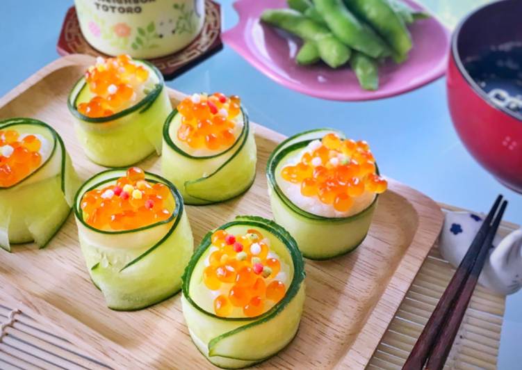 Temari sushi (ikura & cucumber)