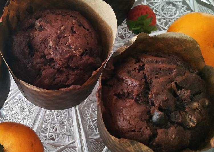Banana Chocolate Muffin, pisang coklat cake simple