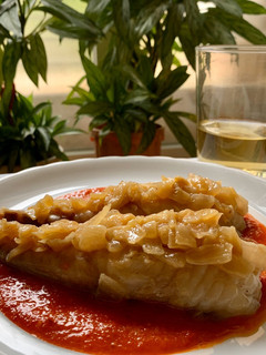 Una foto de Rape con pimientos