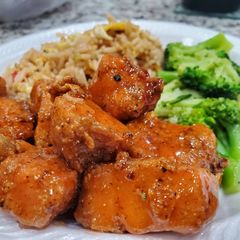 A picture of Honey Garlic Salmon Bites.