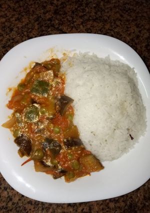 A picture of Rice and mixed vegetables curry #charity support recipe.