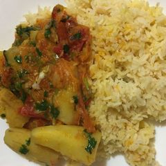 A picture of Fried plantain with rice.