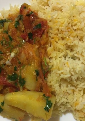 A picture of Fried plantain with rice.