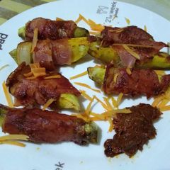A picture of Sweet potato wrapped in bacon#kidsfavouritedish#Appetizzer.