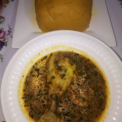 Onunu(Rivers State Delicacy/Pounded Yam)with Turkey Pepper Soup A picture of Onunu(Rivers State Delicacy/Pounded Yam)with Turkey Pepper Soup.