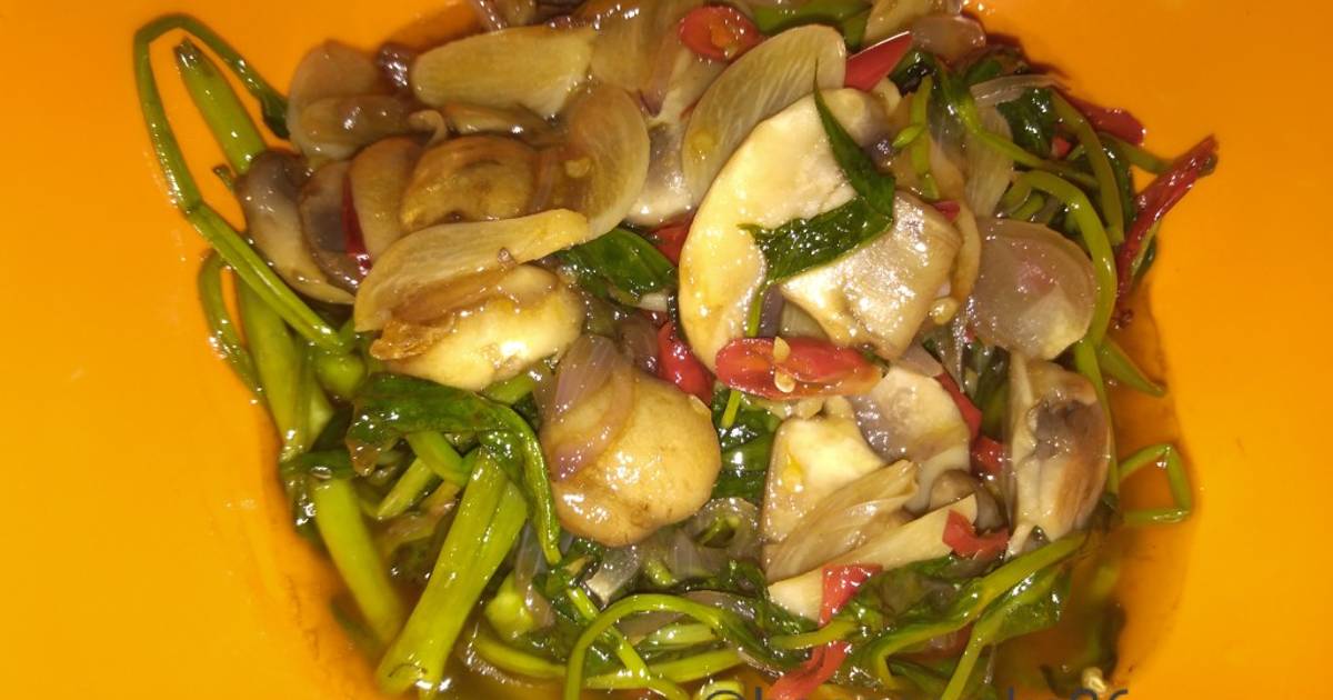 Resep Cah kangkung jamur kancing saos tiram oleh ...