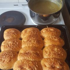 Pea & Ham Soup & Home made Bread A picture of Pea & Ham Soup & Home made Bread.