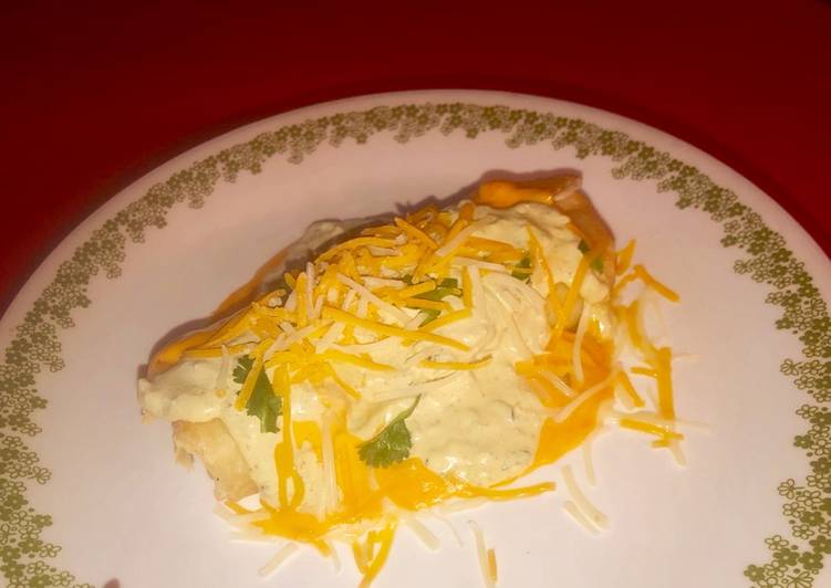 Chimichangas w/ spicy avocado cream and queso Chimichangas w/ spicy avocado cream and queso