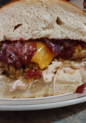 A picture of Thanksgiving twice sandwich.