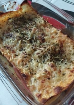 Una foto de 🍄 Lasaña de setas y jamón york