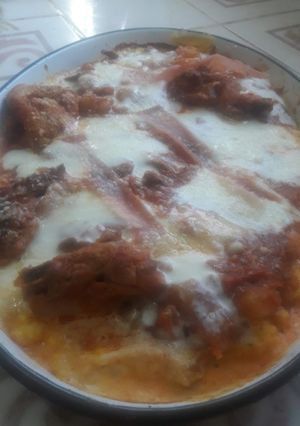 Una foto de Polenta a la pizza😋