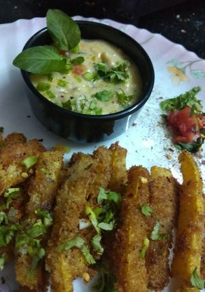 A picture of Pumpkin Cheese Dip with Pumpkin Fries.