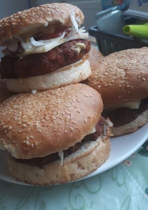 Csirke-burger recept fotója