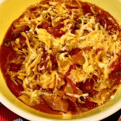A picture of Mexican bean chili cabbage.