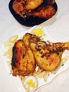 صورة لوصفة افخاض دجاج محمر مع فريت (بطاطا مقلية) 🍗🍟