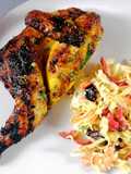 Spatchcock poussin glazed with orange and honey and festive slaw
