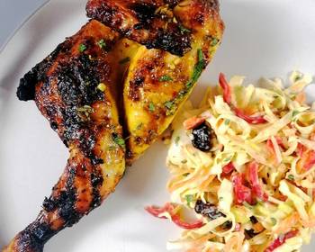 Fresh, Making Recipe Spatchcock poussin glazed with orange and honey and festive slaw Delicious