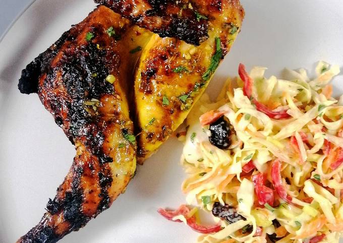 Step-by-Step Guide to Make Favorite Spatchcock poussin glazed with orange and honey and festive slaw