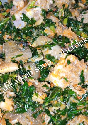 A picture of Edikaikong soup (Vegetable soup).