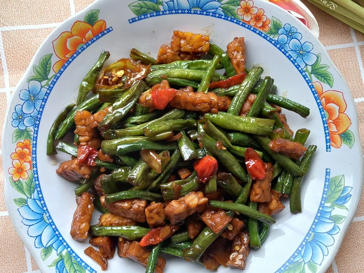 Cara Mudah Membuat Resep Tumis kacang panjang dan tempe kecap favorit yang Enak Banget Anti Ribet, Mantap Sekali