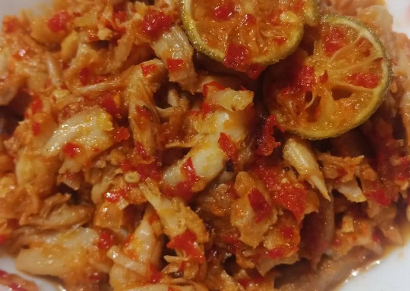 Ayam suwir balado (tanpa di goreng)