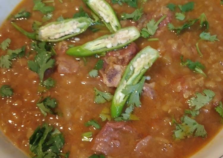 How to Make Super Quick Homemade Gosht with masoor daal