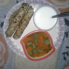 A picture of Aalu ki sabji ar methi ke theple.