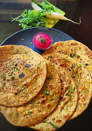 A picture of Paneer Mooli/radish Paratha.