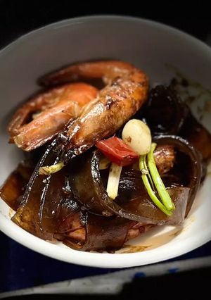 Hình của món Miến xào tôm XO.