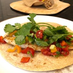 A picture of 🌮Tilapia tacos with simple salsa 🌮.