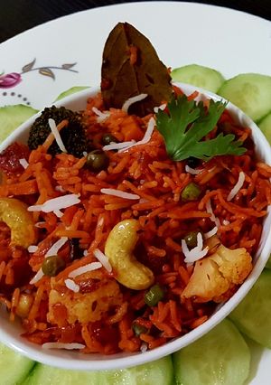 A picture of Red biryani.