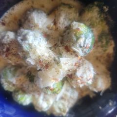 A picture of Creamy Garlic Parmesan Brussels Sprouts (low carb).