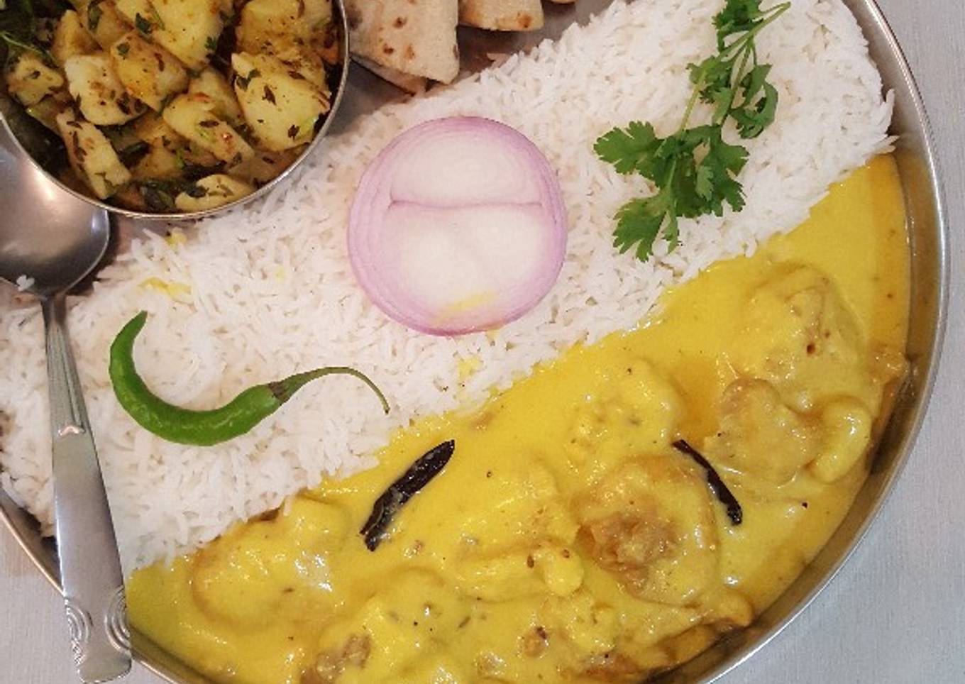 Kadhi, Chawal and Sukhe Aloo