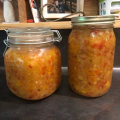 A picture of Honolulu Heat (pineapple and hot pepper sauce/glaze).