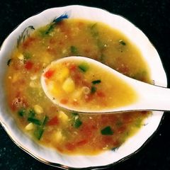 A picture of Sweet corn and carrot soup.