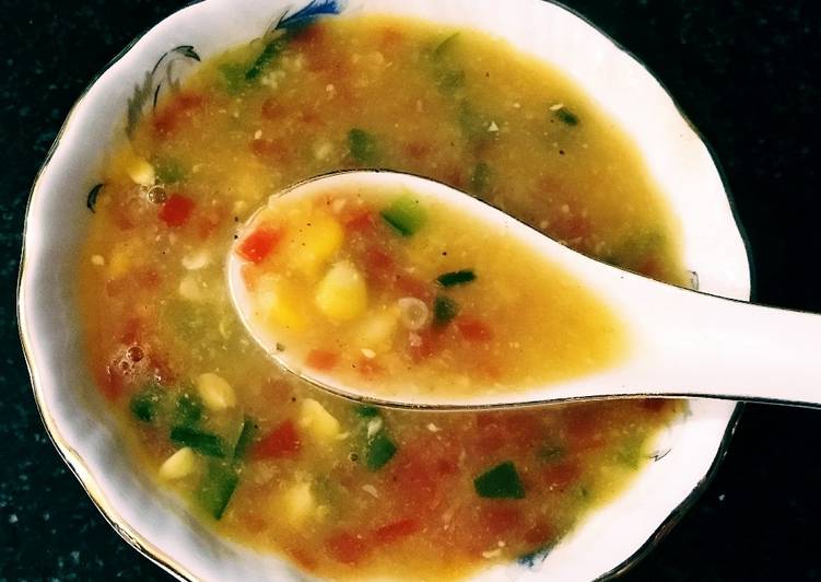 Sweet corn and carrot soup